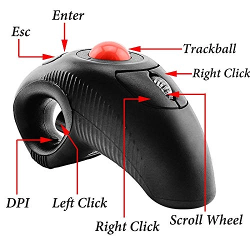 Ergonomic Handheld Trackball Mouse - Wireless