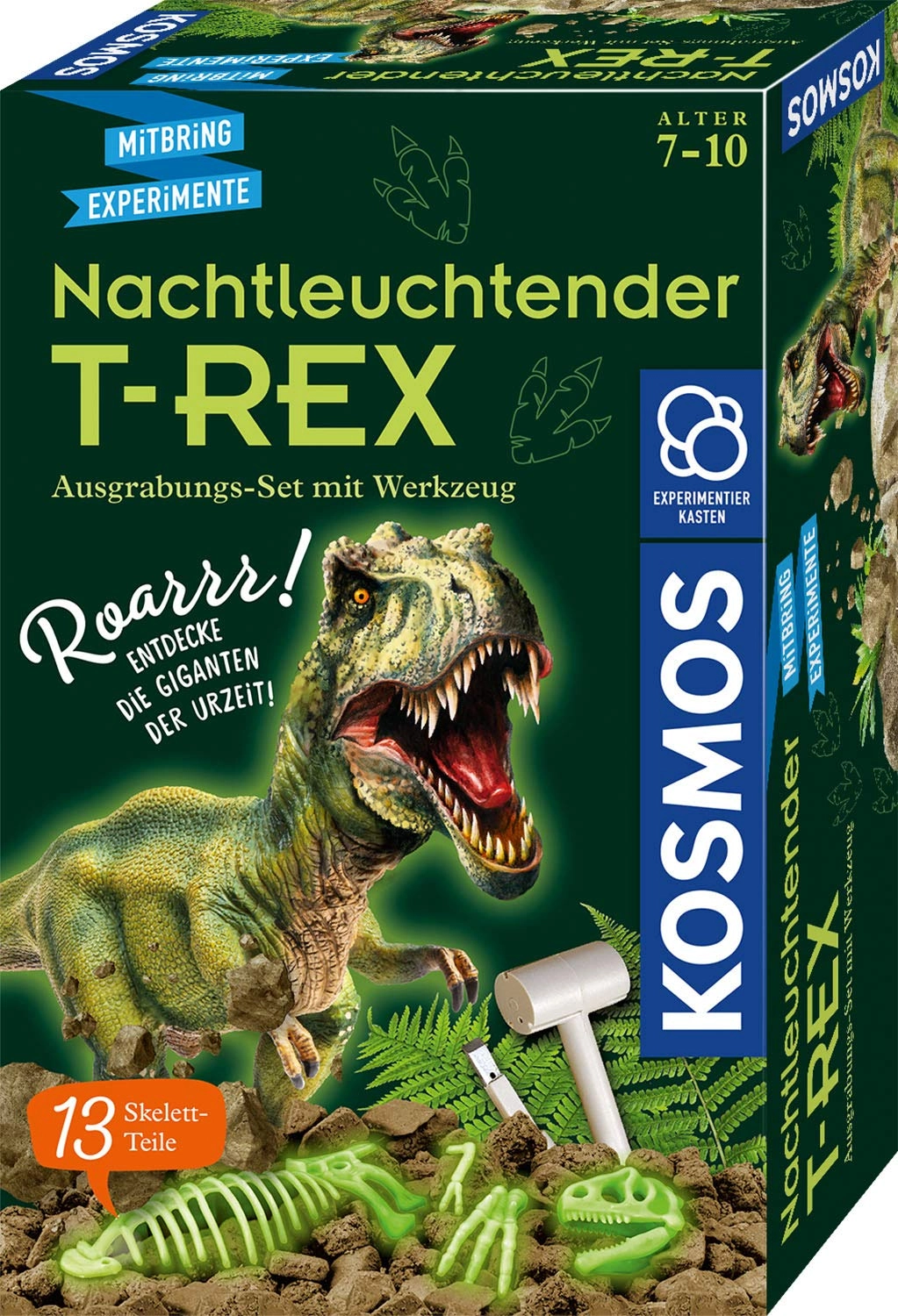 Kosmos Glow-in-The-Dark T-Rex Experiment Set dinosaurs and fossils - 7 years+ 11 pieces