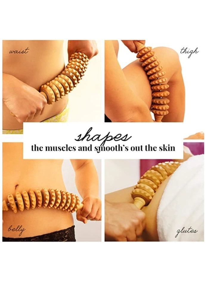 Wood Massage Stick Roller - Cellulite Lymphatic Drainage Deep Tissue