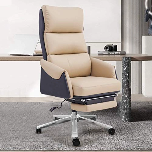Desk Chair - PU Leather Brown High Back
