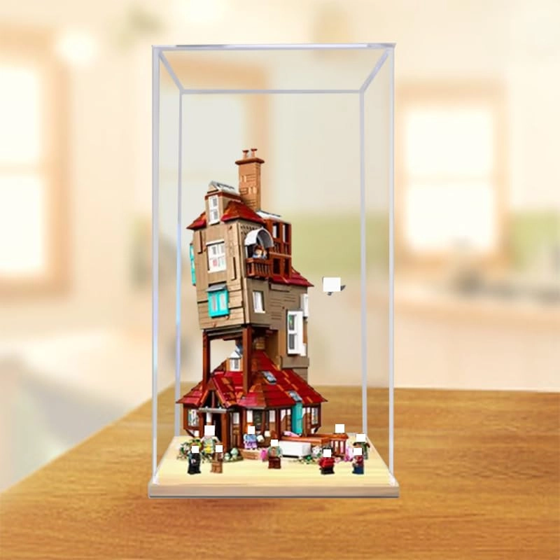 Clear Acrylic Display Case - 11.81x11.81x19.68in. Black Bottom