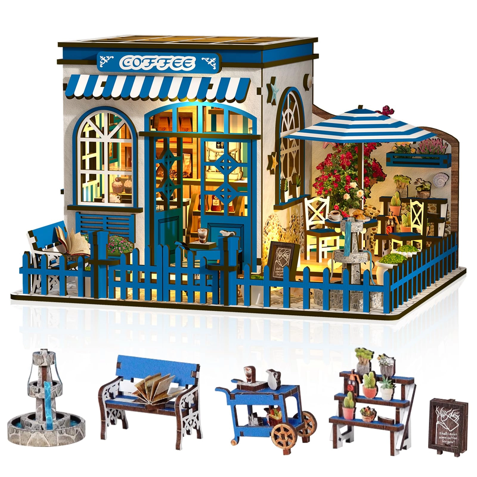 Hallisun DIY Miniature House Kit - Sun Coffee Shop