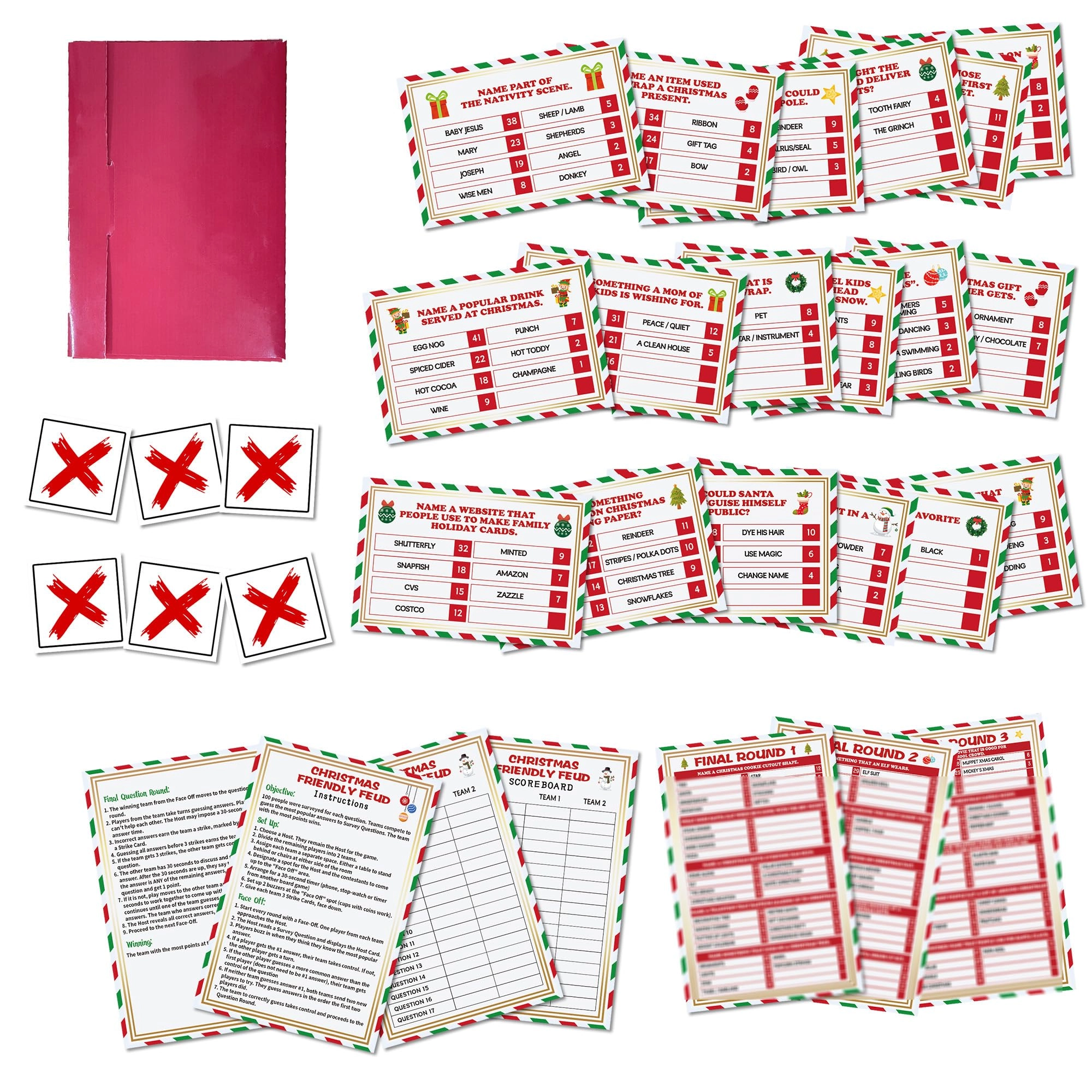 Zmyollo Friendly Feud Game - Christmas 18 quiz host cards