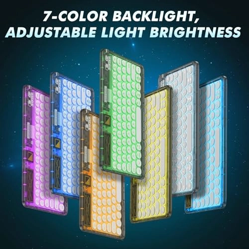 Bluetooth Keyboard - Transparent Purple Multi-Device Rechargeable