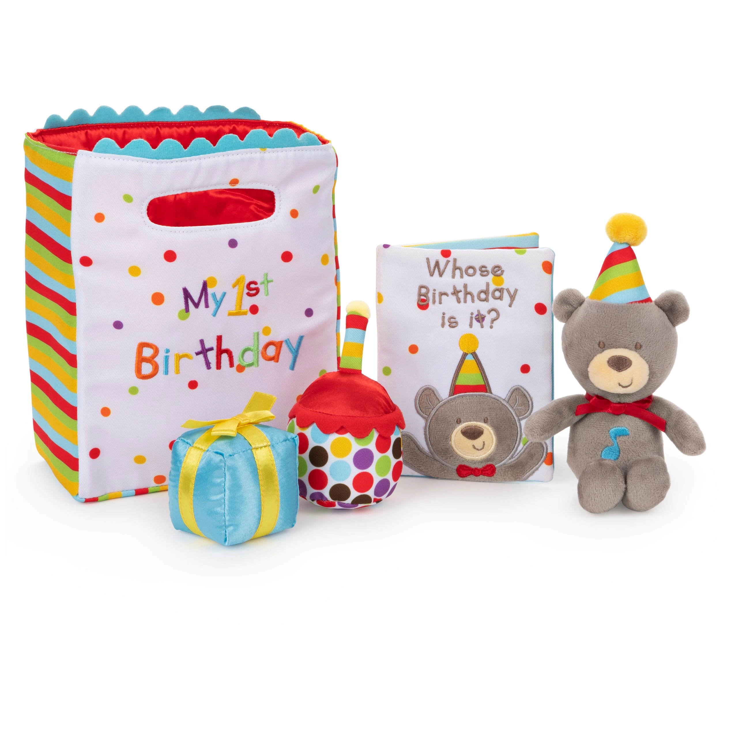 GUND My First Birthday-Themed Plush Playset - 5-Piece Sensory 8” Ages 0+