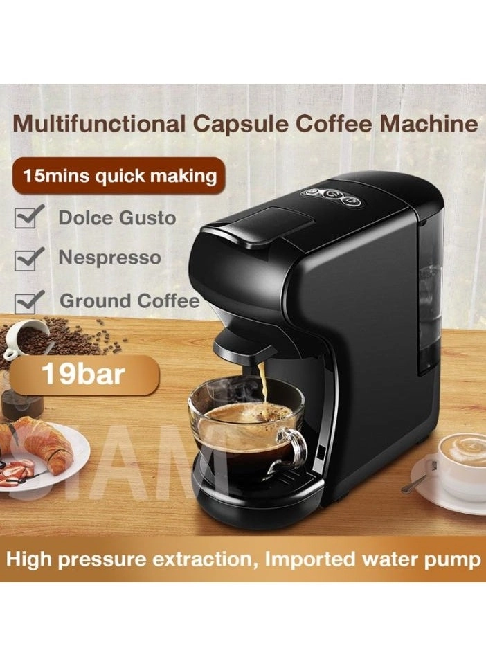 3-in-1 Capsule Coffee Machine 1450W 19 Bar 0.6L