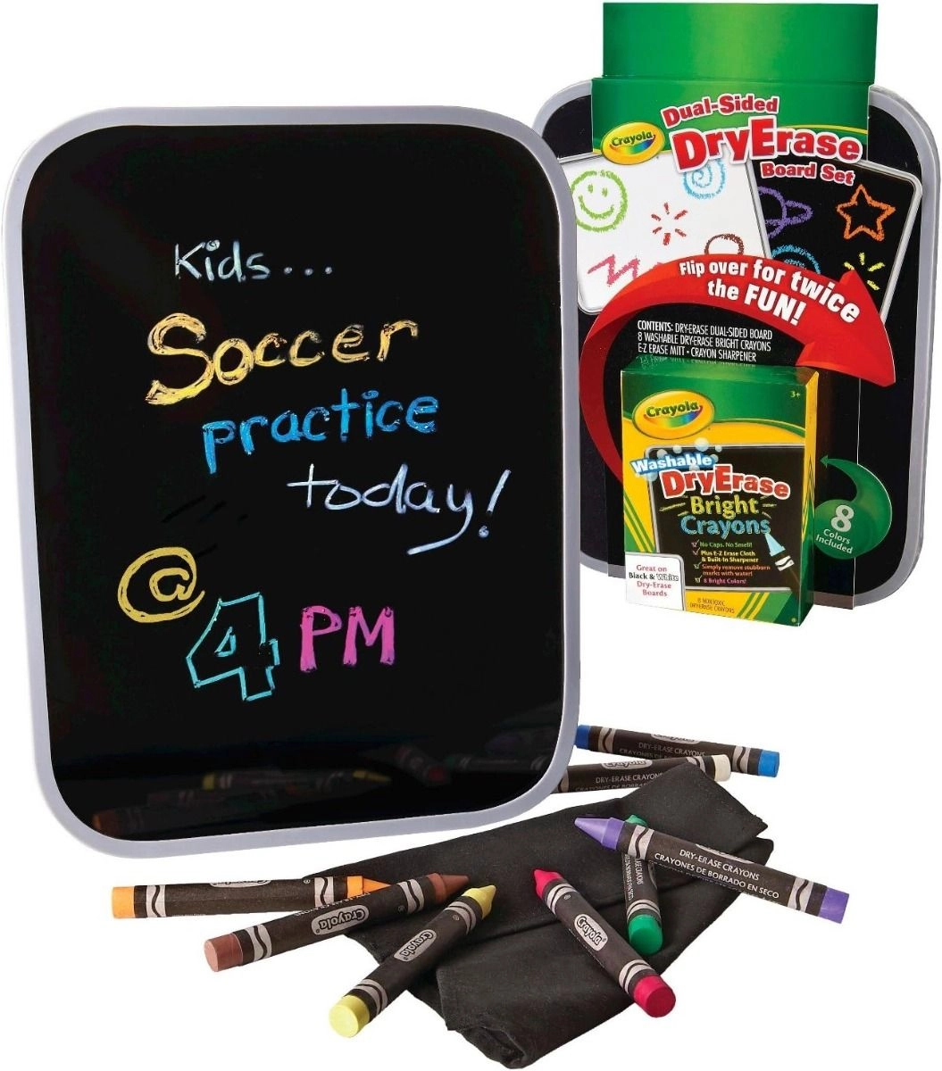 Dual Sided Dry Erase Board - 7 Crayons