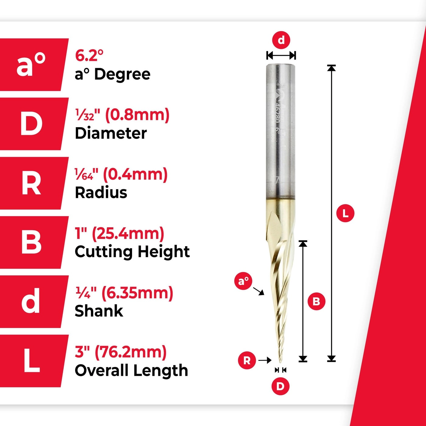 Up Cut Spiral CNC Router Bits - 1/32 1/4