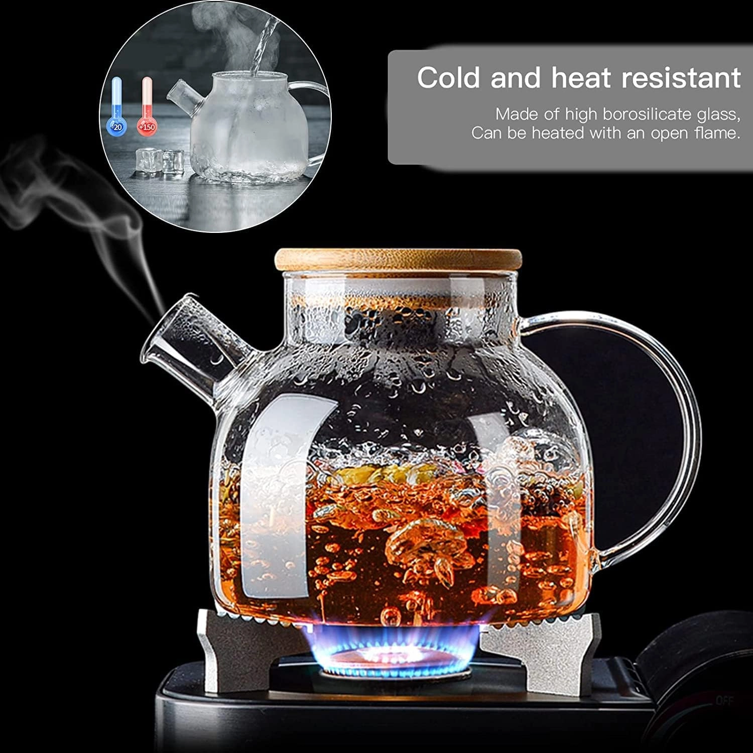 Glass Teapot - Borosilicate Glass 1000 Milliliters