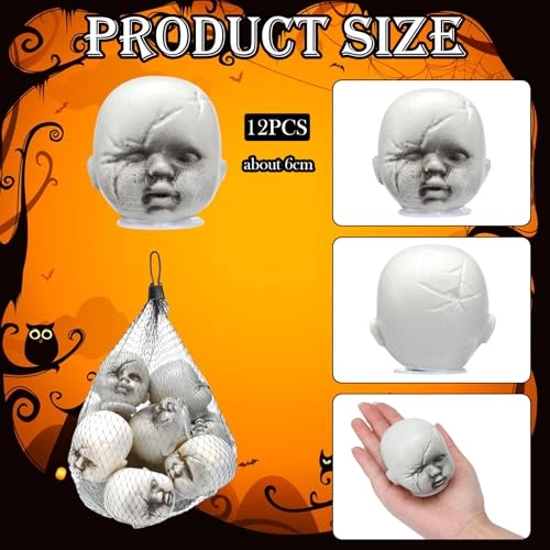 Halloween Baby Doll Head - 12 Pcs Halloween