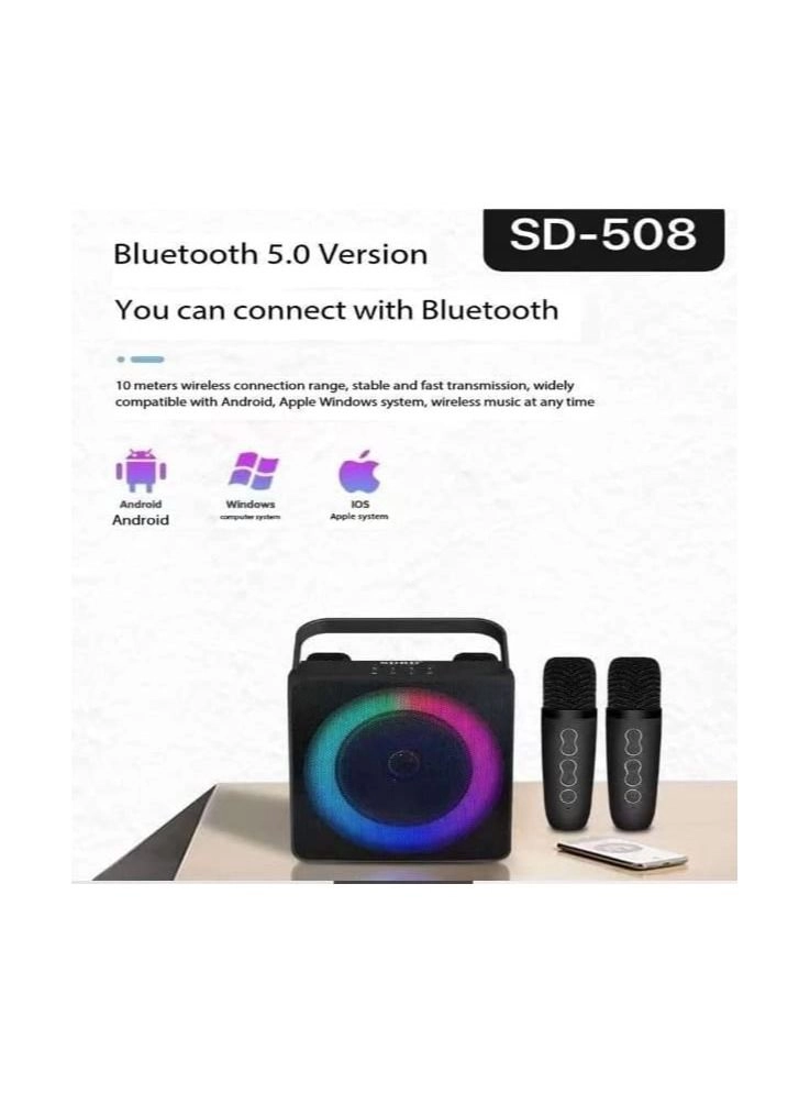 SD-508 - Mini Karaoke Bluetooth Speaker LED Lights Built-In Microphone