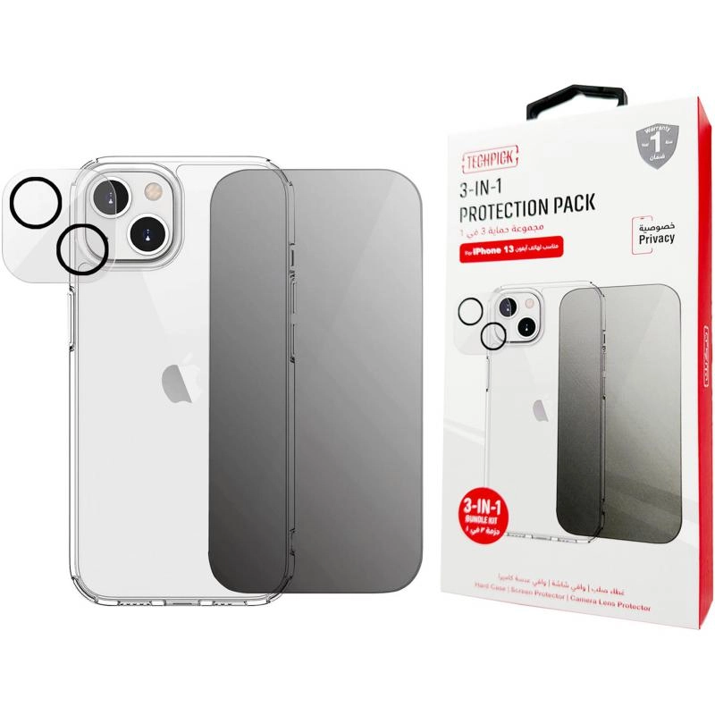 Hard Case + Tempered Glass + Camera Lens Protector for iPhone 13