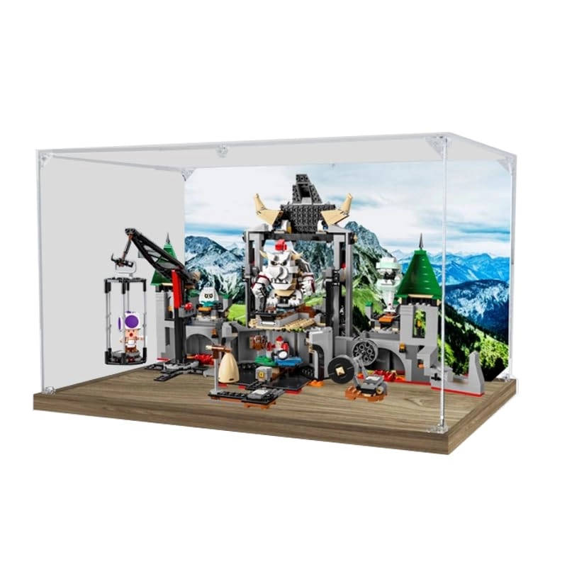 HCAEIOFJ Clear Acrylic Display Case - 55x35x30cm Wood Bottom+background
