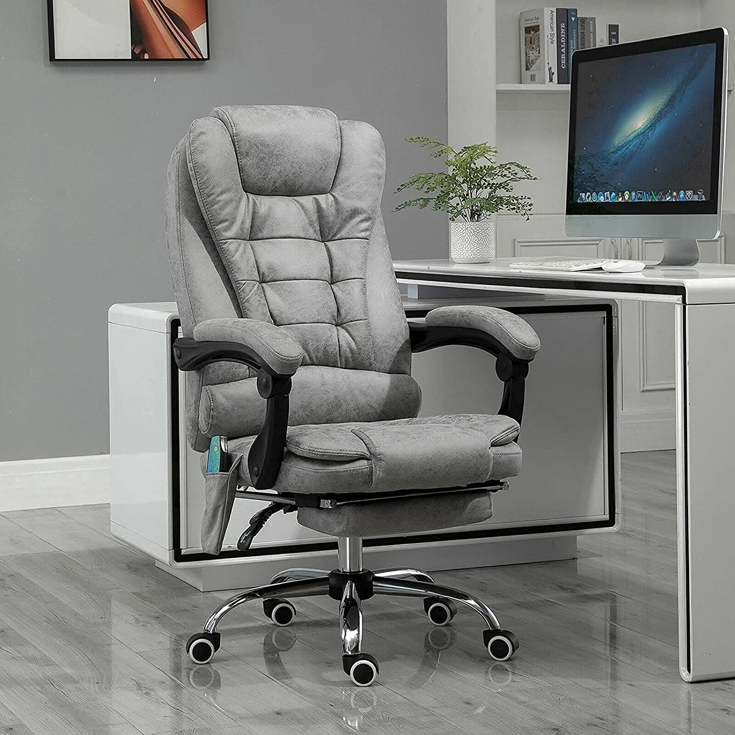 Desk Chair - PU Leather Brown High Back