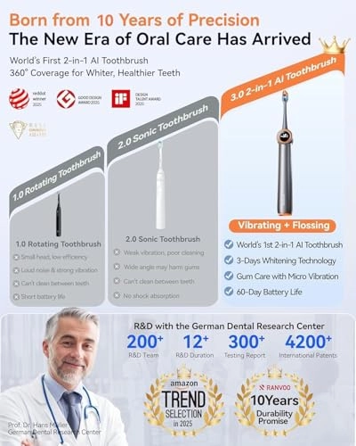 AirJet Bubble Sonic Electric Toothbrush - 1600mAh 2 Soft Brush Heads