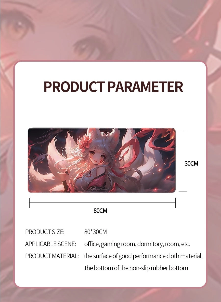 Anime Large Rubber Gaming Mouse Pad - 80x30 cm