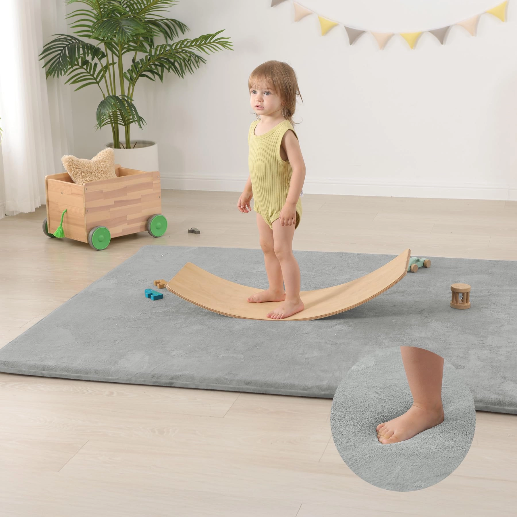 Baby Play Mat - 59"×71" 1.3" Thick Light Grey