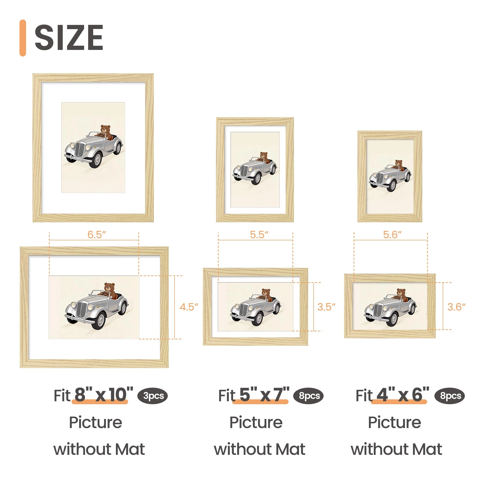 10 Pack Picture Frames - 8x10, 5x7, 4x6