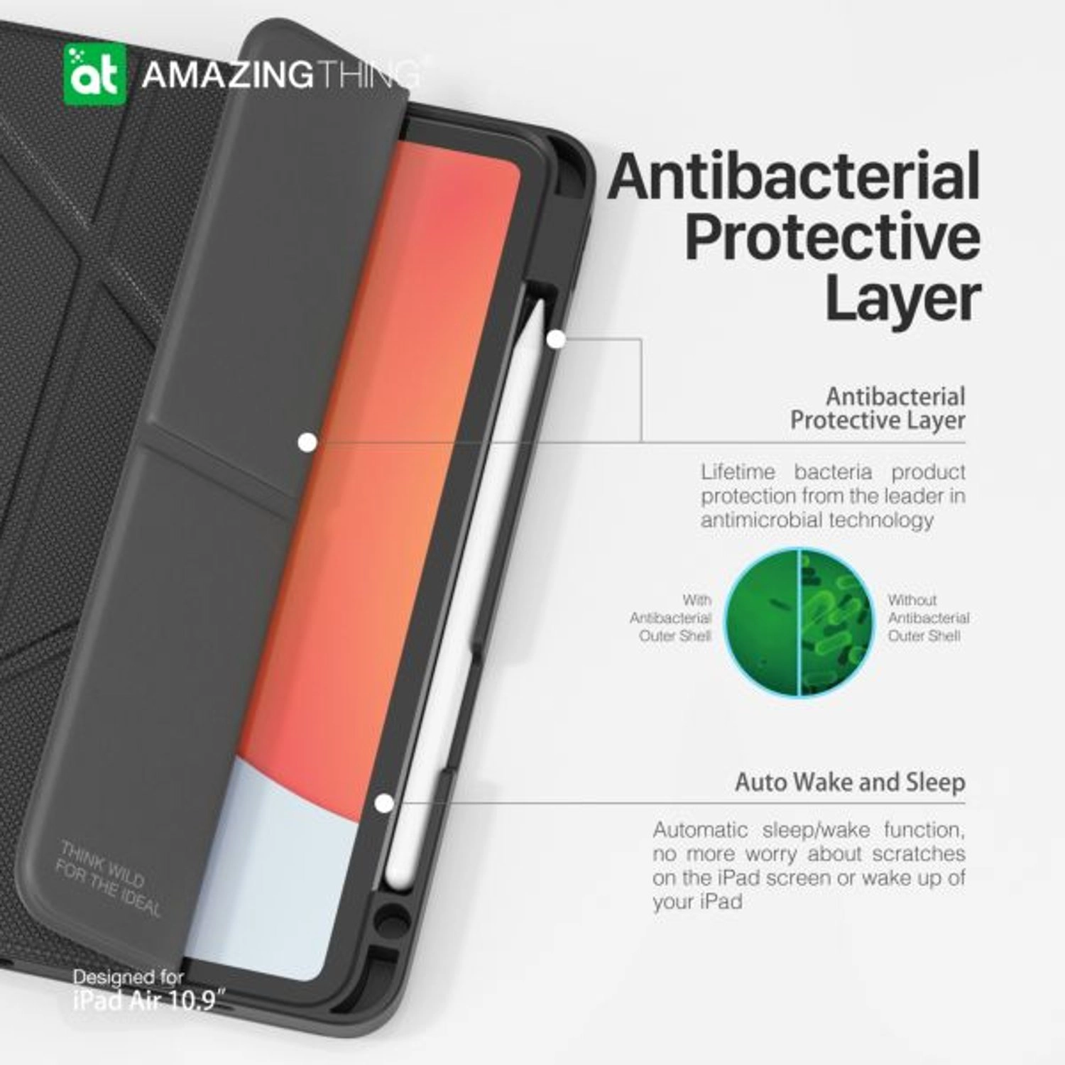 Folio Case with Pencil Slot for iPad Air (M3/M2) 11-inch / iPad Air Gen 5 10.9-inch (2025)