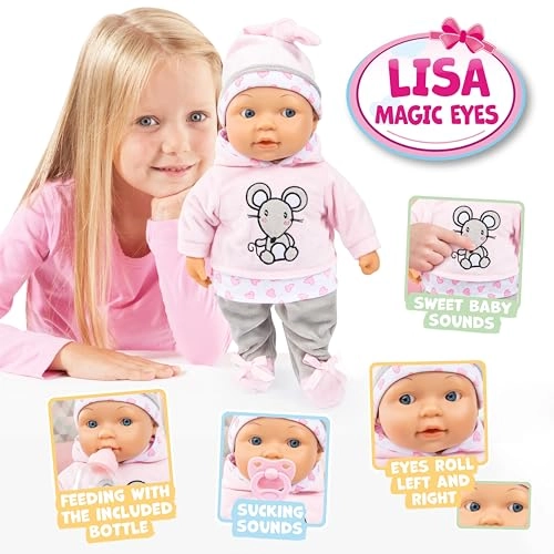 Lisa Magic Eyes Doll - 38 cm Pink