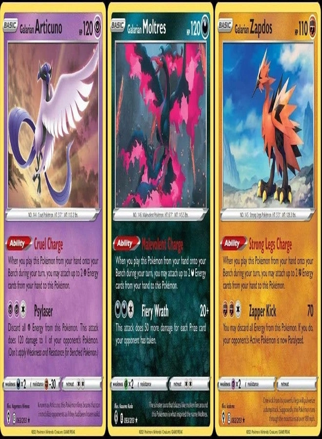 Galarian Articuno Zapdos Moltres - Evolving Skies - 3pcs