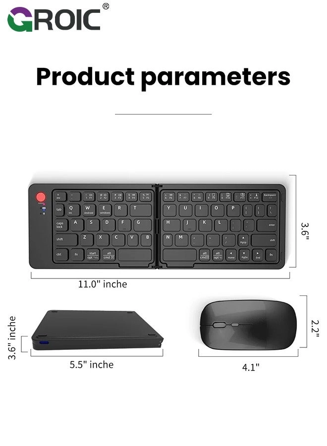 Foldable Bluetooth Keyboard and Mouse Combo - Wireless
