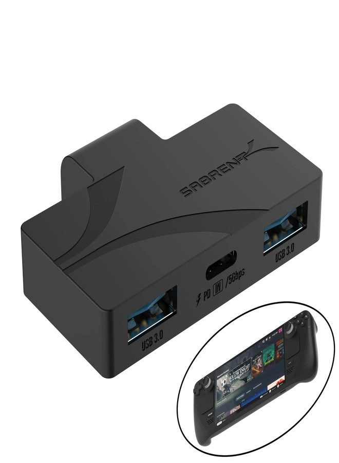Sabrent USB Type-C 3-Port Gaming Hub - 5Gbps USB 3.2 PD Charging for Steam Deck