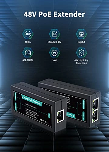 PoE Extender - 1 in 2 Out IEEE 802.3af/at 1000Mbps