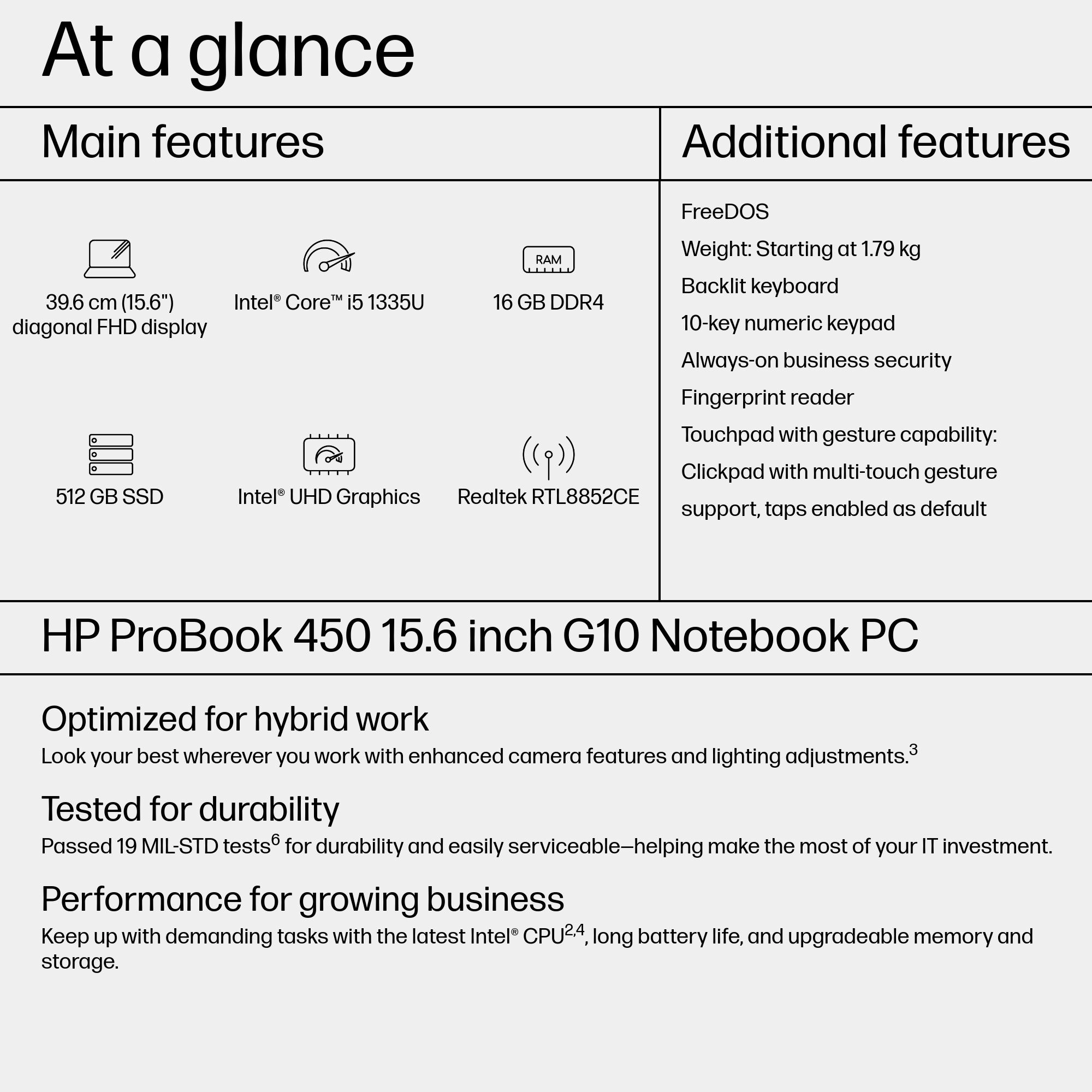 ProBook 450 G10 - 15.6'' Core i7-1355U 32GB 1TB SSD