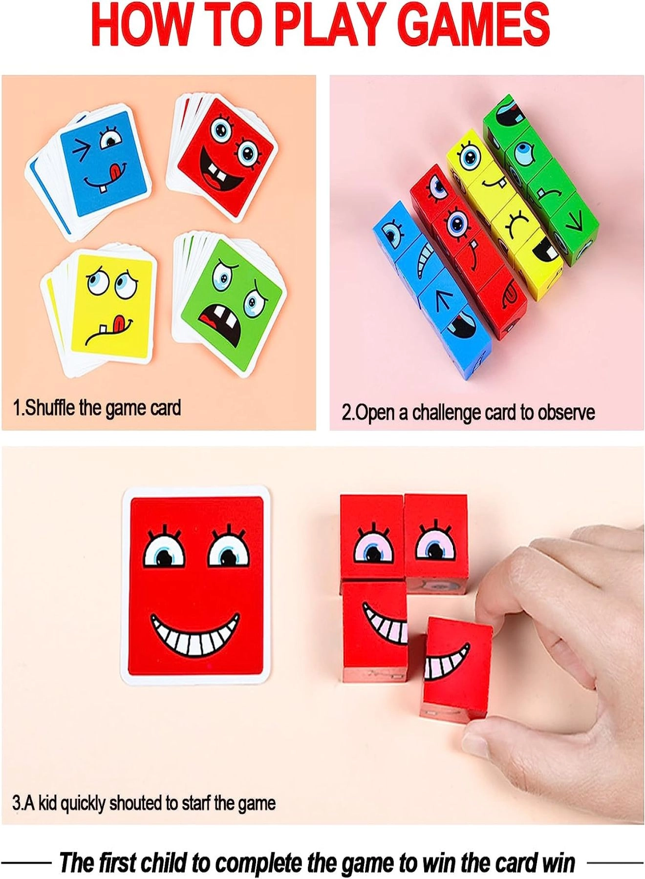 Face Changing Expressions Wooden Block Puzzles - 3+ Years 16 pieces