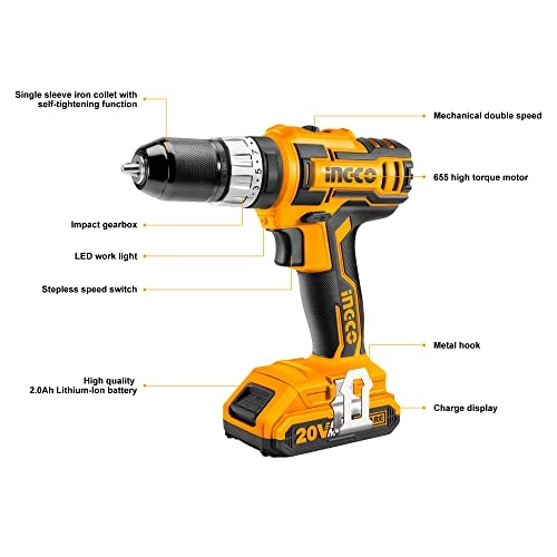 20V Cordless Impact Drill - 2x2.0Ah
