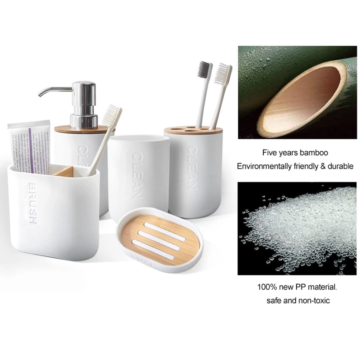 Toothbrush Holder - Bamboo 2 Pack White
