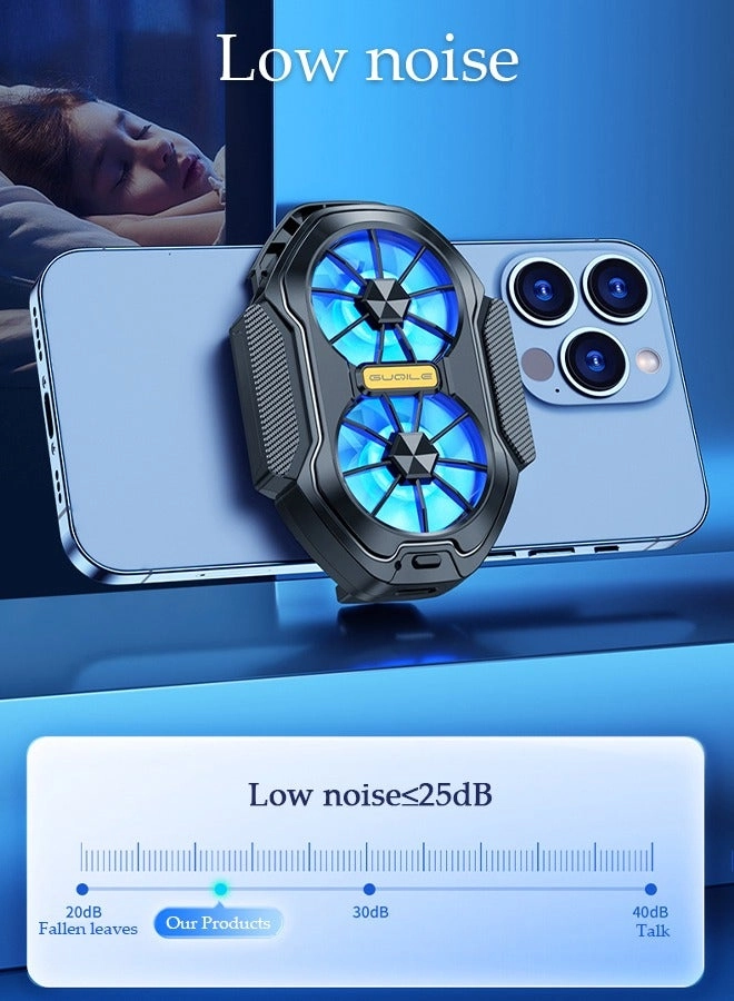 Phone Cooler - Dual Fans Rechargeable 62~92mm Compatible