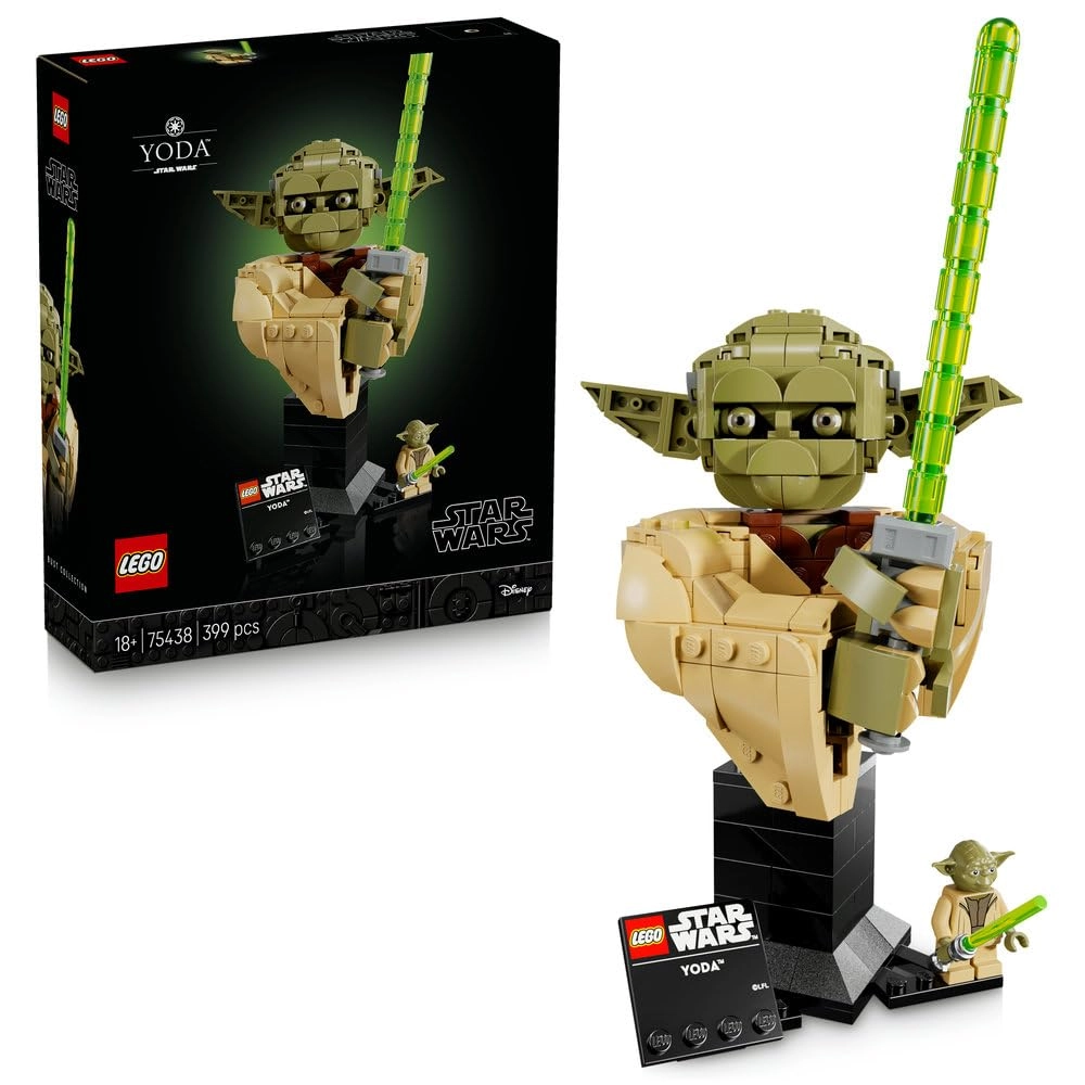 LEGO Star Wars Yoda Bust (75438) - Display Model Kit with Green Lightsaber