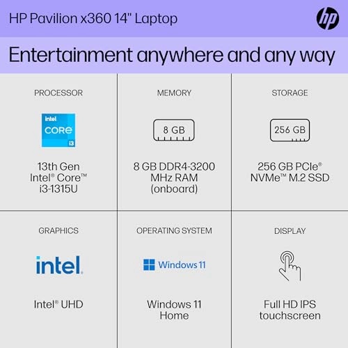 Pavilion x360 14-ek1099nr - 14'' Core i3-1315U 8GB DDR4 256GB SSD