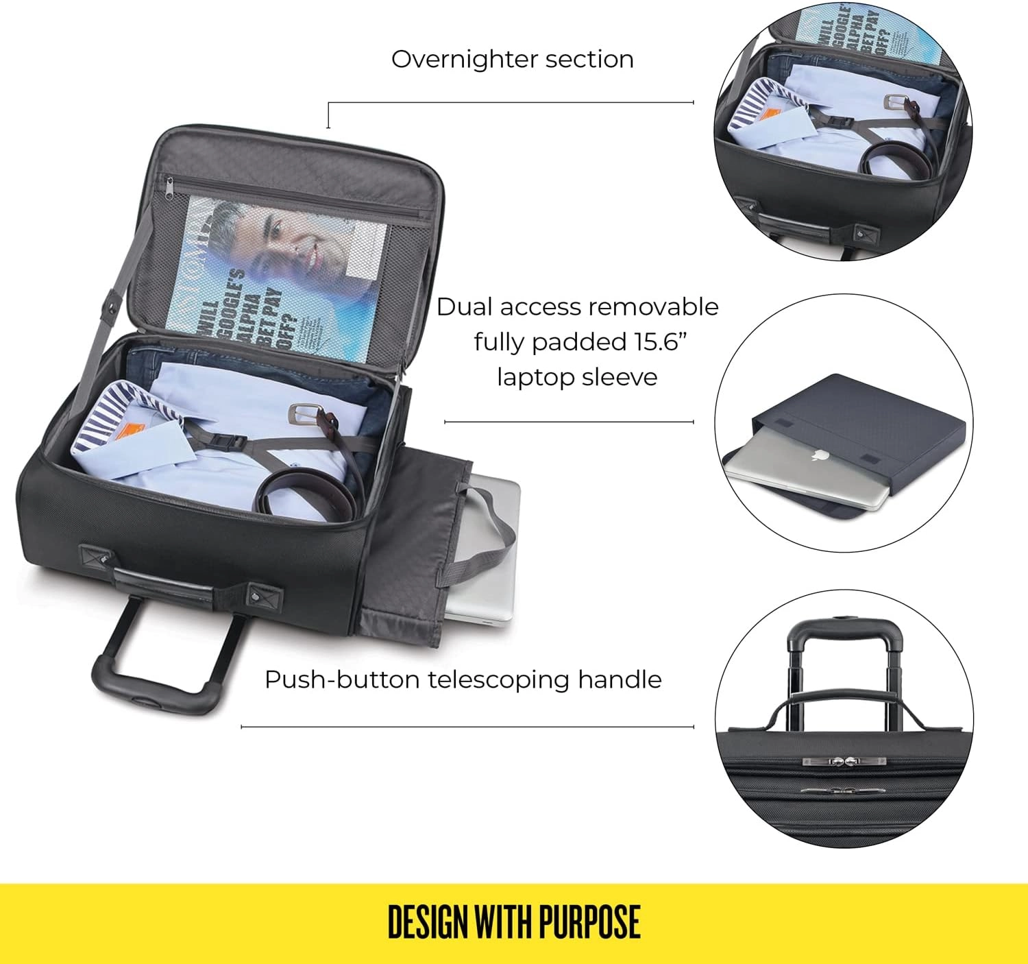 Columbus Rolling Overnighter Case for 15.6-Inch Laptop