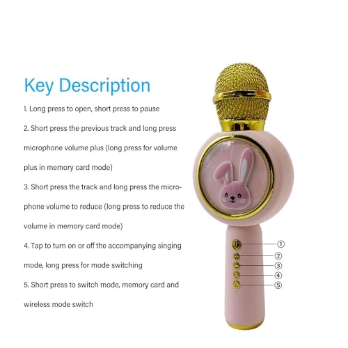 Wireless Bluetooth Microphone - 800mAh Colorful Light