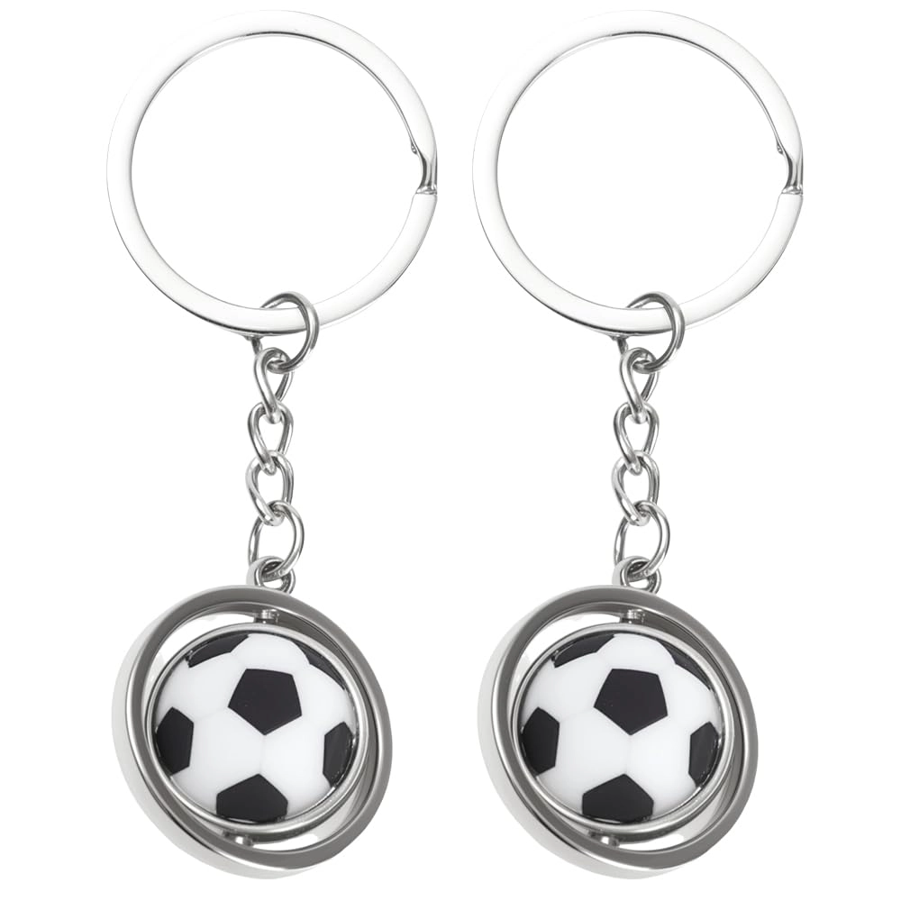libpttl Spinning Football Keyring - Metal Alloy Silver Pack