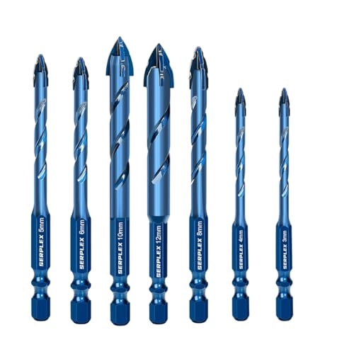 Serplex Power Drill Bits Set - Alloy Steel Carbide-Tipped 7-Piece 3-12mm