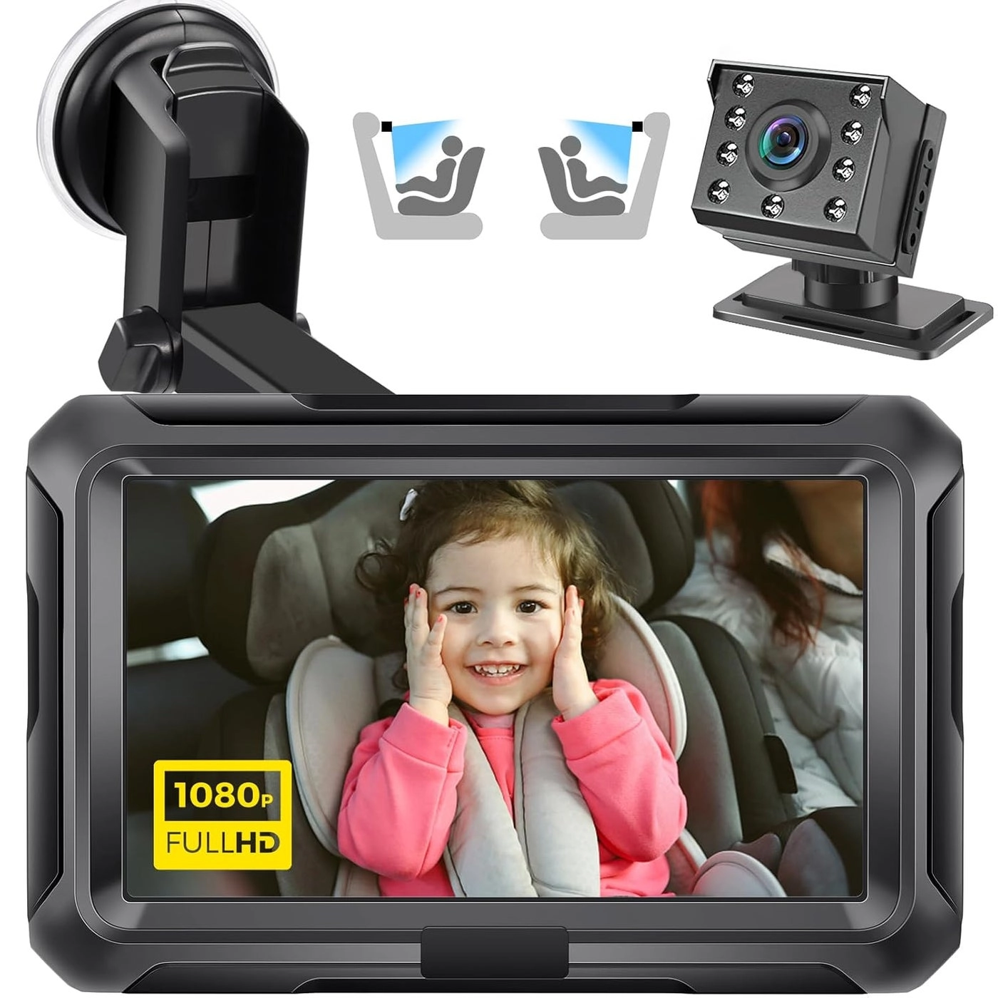 Zacro Baby Car Camera - 1080P Night Vision 360 Rotatable