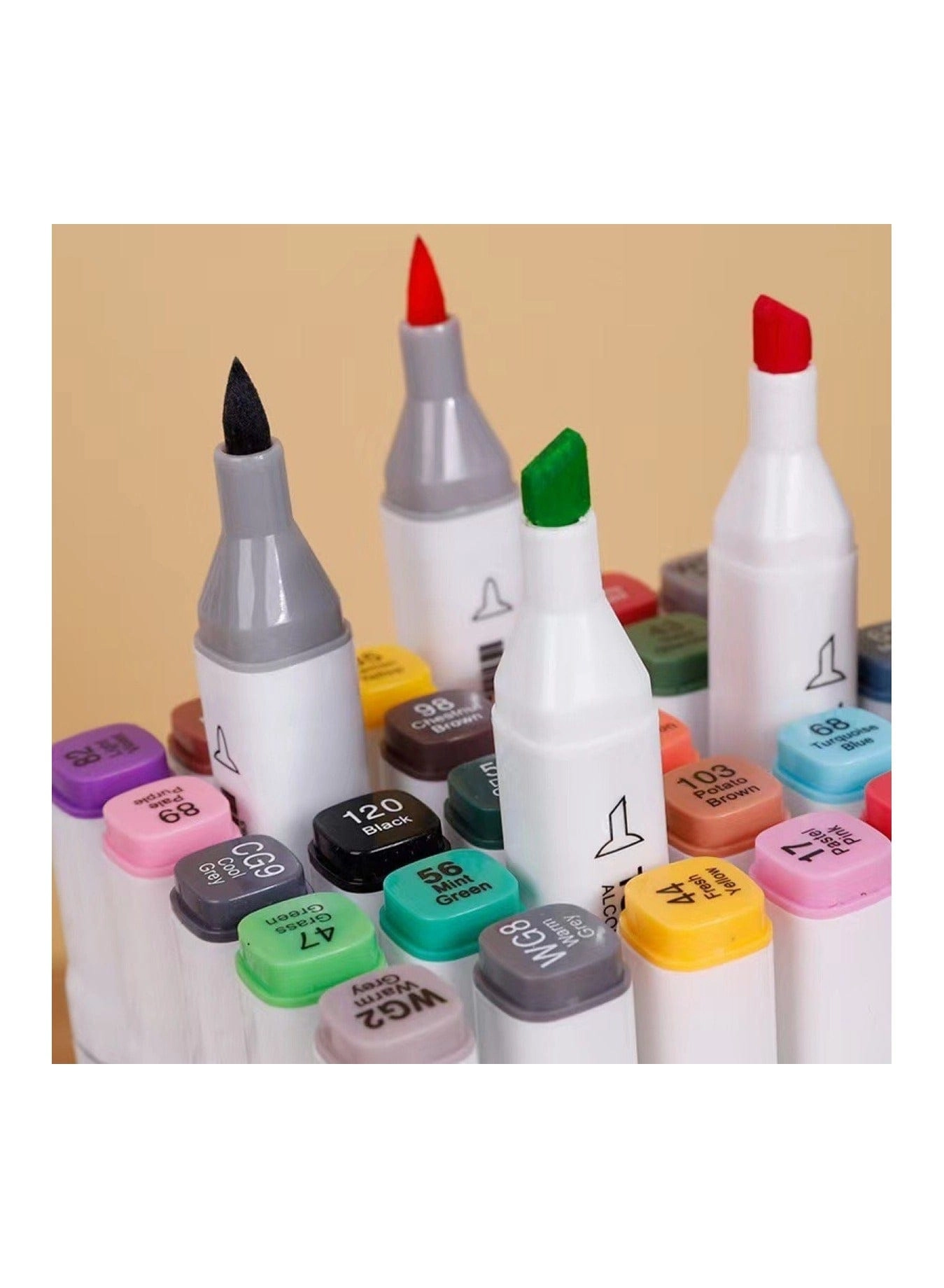 Double-Headed Soft Oily Marker Set - 36 Colors dual-tip