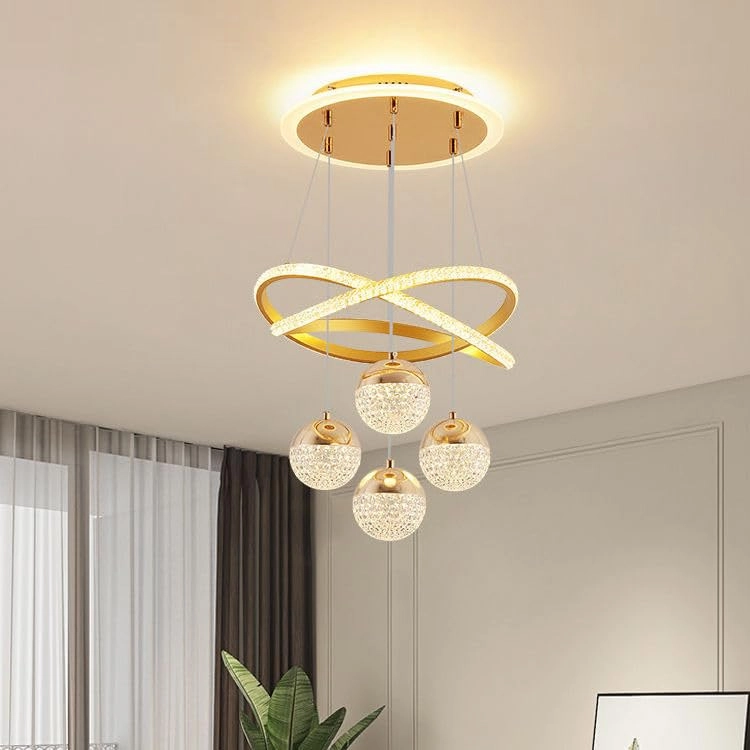 Modern Gold LED Chandelier - 3-Color Dimmable