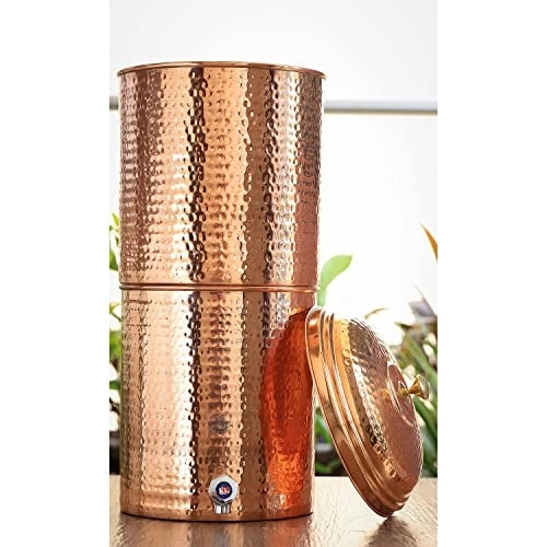 Copper Hammered Design Filter Water Dispenser Pot - 15 LTR