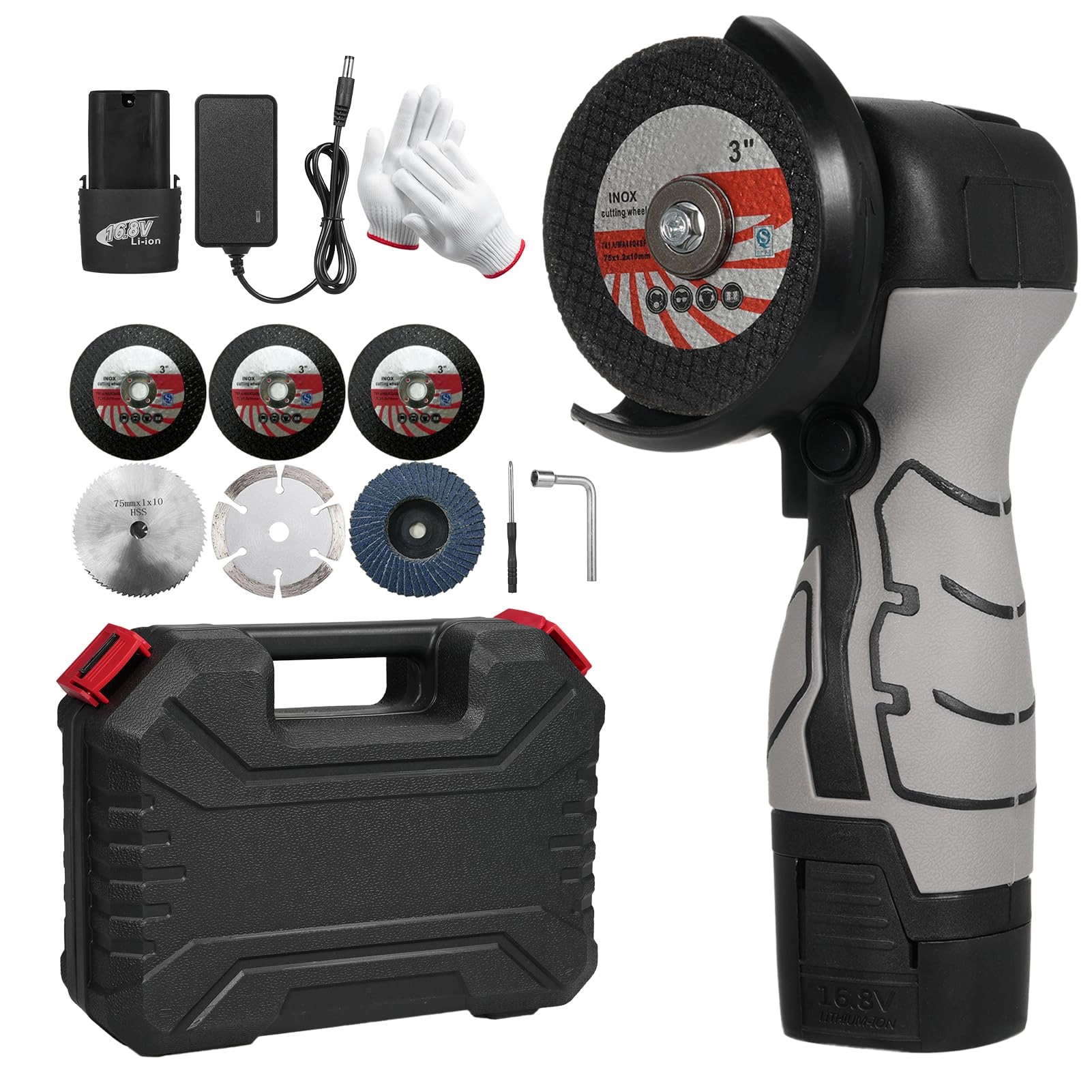 Cordless Angle Grinder - 7000RPM 16.8V 2000mAh