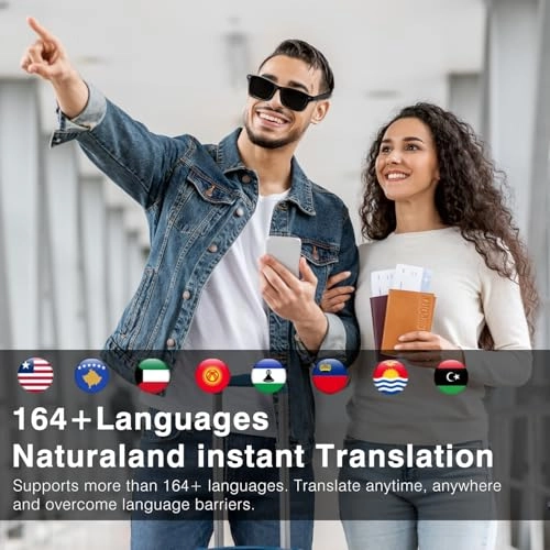 Smart Glasses - Bluetooth 5.3 164+Languages Real-time Translation