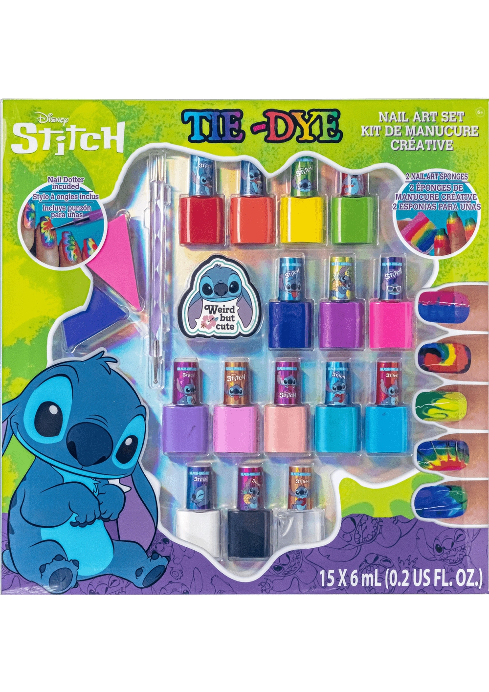 Townley Girl Disney Stitch Tie-Dye Nail Art Set - Multicolor 19 Pcs