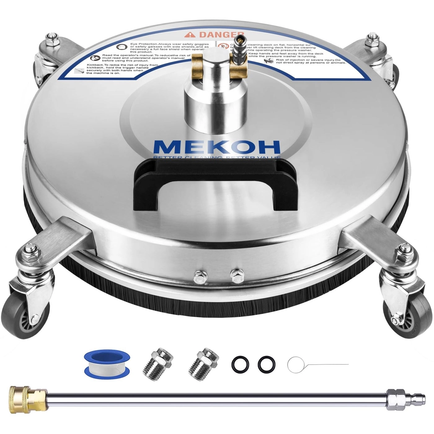 MEKOH Pressure Washer Surface Cleaner - 14" 4500PSI 4 Wheels