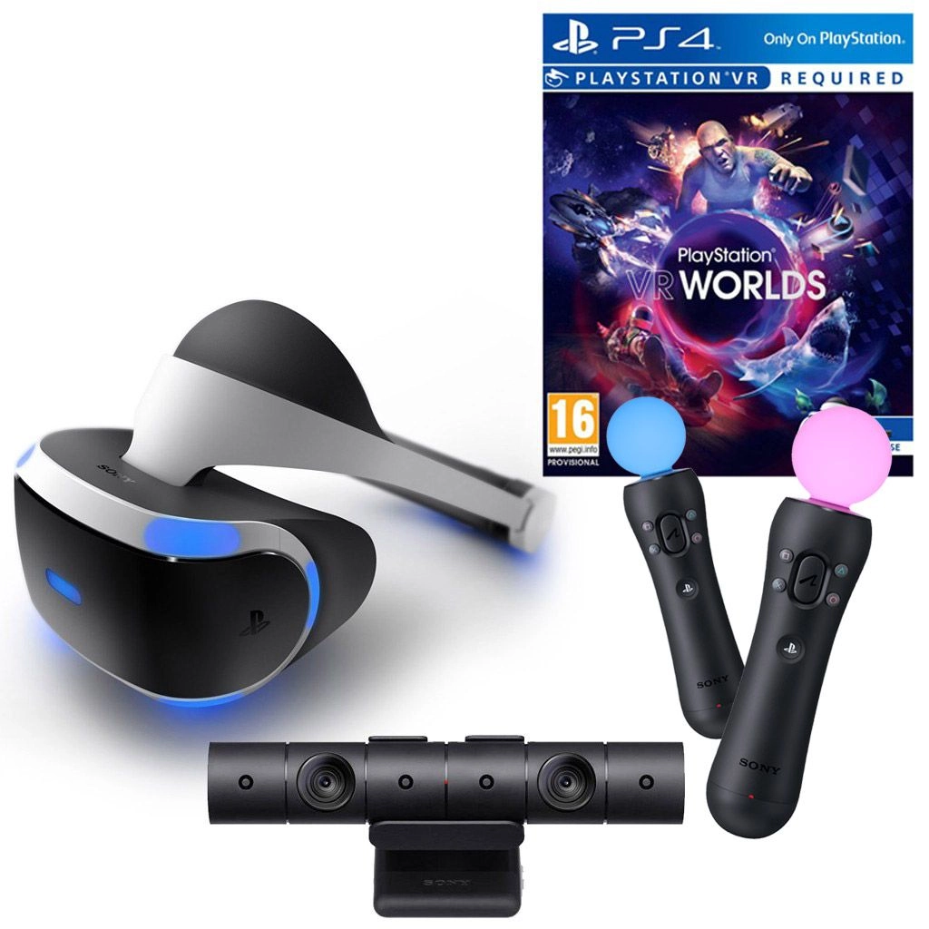 Sony VR Headset + VR Camera + VR Worlds + Move Controller - PS4