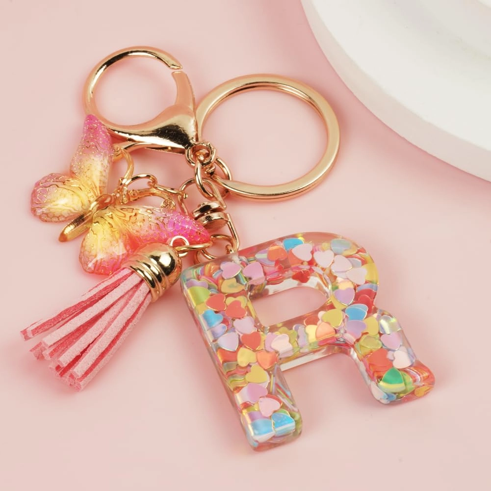 Initial Letter Keychain - Butterfly