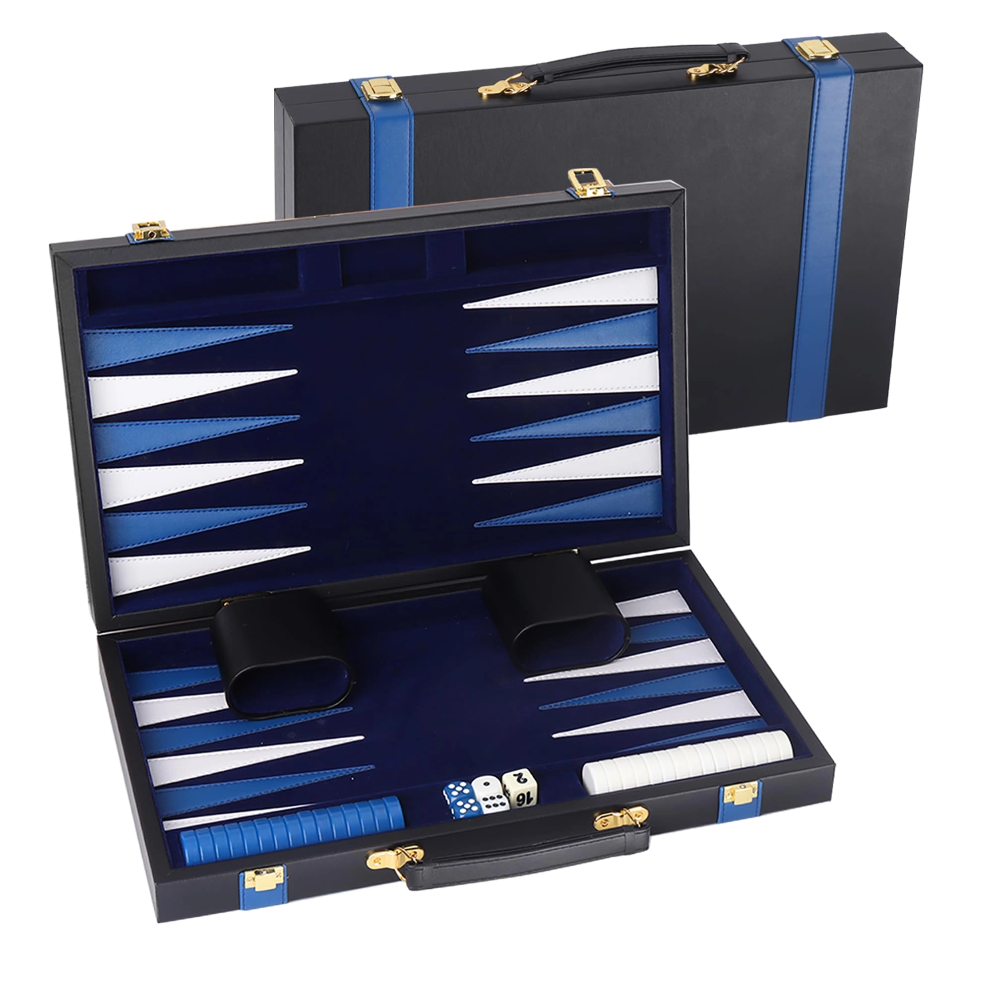 GSE Games & Sports Expert Backgammon Set - Leather-black&blue Medium